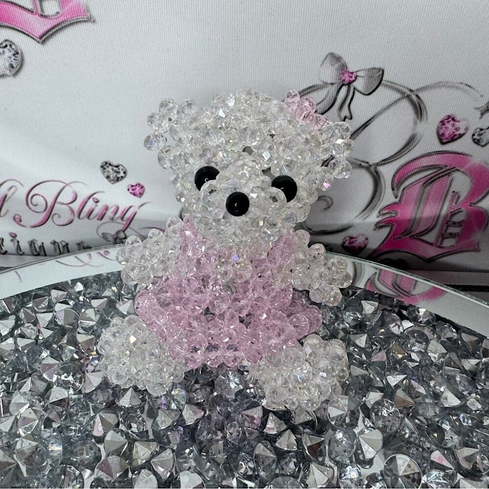 Crystal Teddy Bear decor beaded bow cute bear 🐻